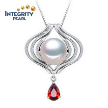 925 Silver Pearl Pendant Necklace 10-11mm AAA Semi Round Perfect Pearl Pendant Designs